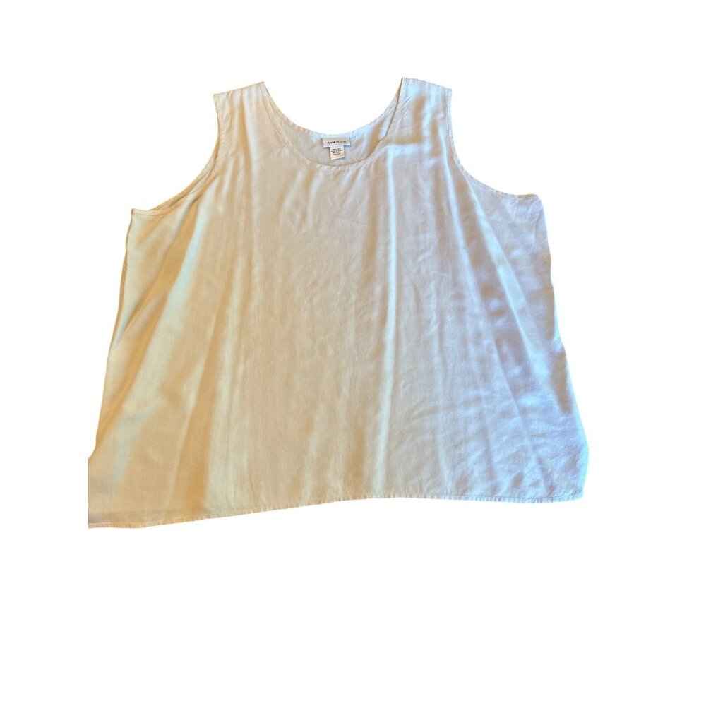 Avenue Womens Plus Size Tank Top 30/32‎ 100% Silk Beige Sleeveless Lightweight